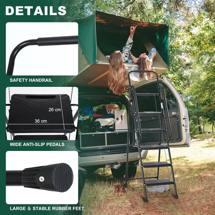 EPROSMIN 5-Step Ladder with Handrails – Folding Step Stool with Tool Tray