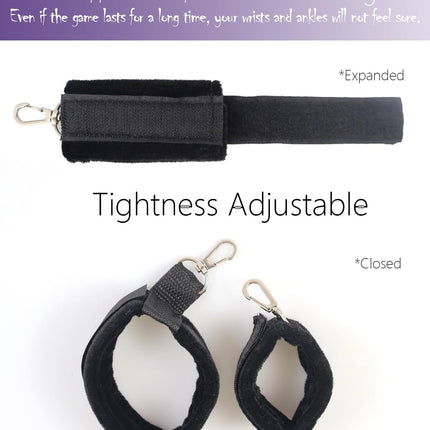 BDSM Bed Bondage Kit 12 Piece Set with Handcuffs Blindfold Feather
