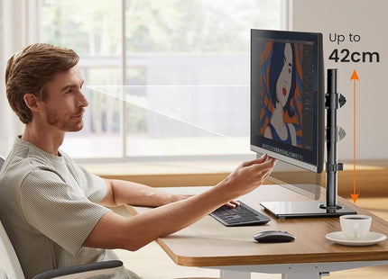 Single Monitor Stand 13 to 32 Inch Freestanding Arm Glass Base VESA ErGear