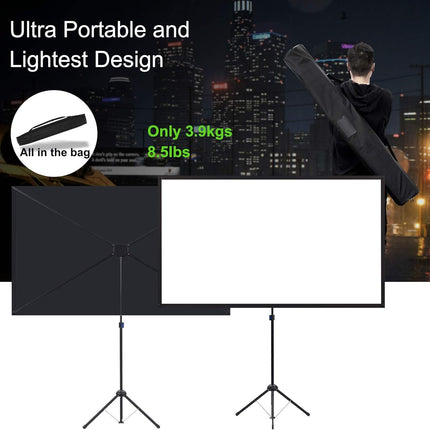 Projector Screen with Stand 80 Inch 16:9 Portable Outdoor Tripod excelimage