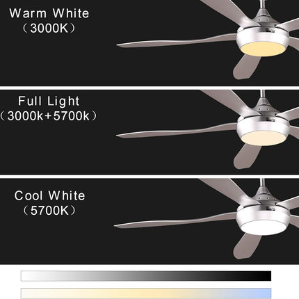 Reiga Smart Ceiling Fan 137cm Dimmable LED Remote Control Silver