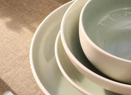 Karaca Abby Stoneware Dinner Set for 6 - Elegant Tableware, 23 Piece, Green