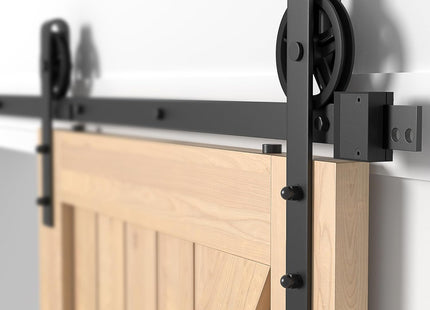 Sliding Barn Door Kit 6.6FT Heavy Duty Big Wheel Black Track 5 Splice SANKEYTEW