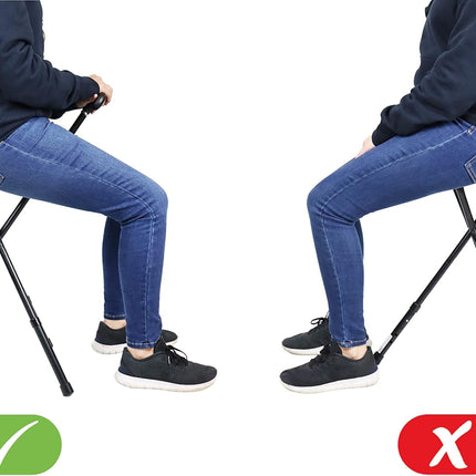 KMINA PRO Walking Stick Chair, Adjustable Handle & Seat, 3-Leg Aluminum Cane