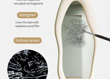 Asymmetrical Wavy Full Length Mirror 168x68cm Arch Floor Standing CEIEVER