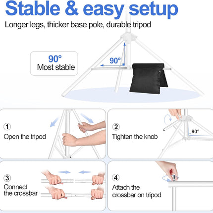 EMART 2x3m Backdrop Stand Kit – Adjustable Photo Support with Bag, White