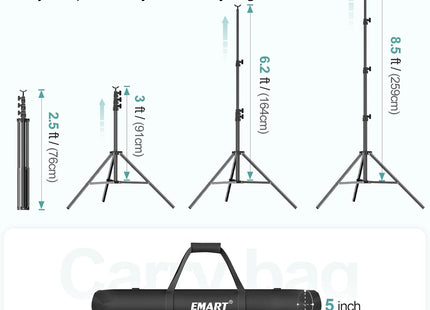 EMART 2.6x3m Backdrop Stand Kit – Adjustable Photo/Video Background Support