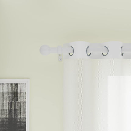 16/19mm Dia 120-210cm Extendable Curtain Pole Set, White, Ball Finials 48-84inch