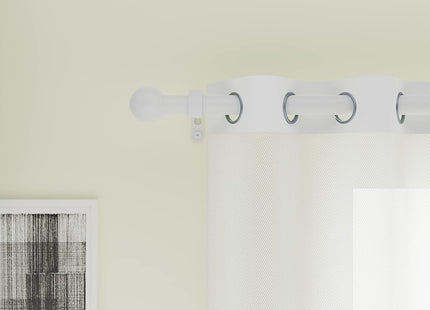 16/19mm Dia 120-210cm Extendable Curtain Pole Set, White, Ball Finials 48-84inch