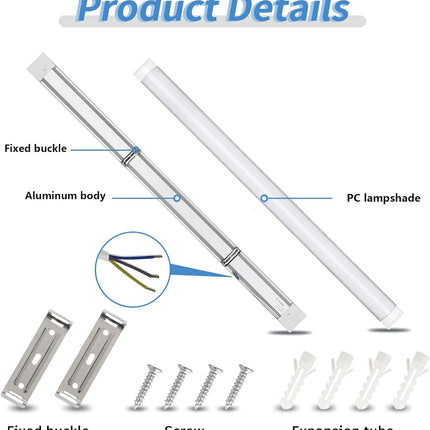 HUMIGA 4FT LED Batten Light 40W Neutral White 4000K Slim Fitting, 2 Pack