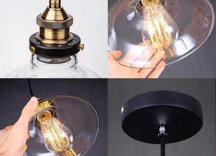 Glighone Glass Pendant Light – Retro Industrial E27 Ceiling Lamp for Kitchen
