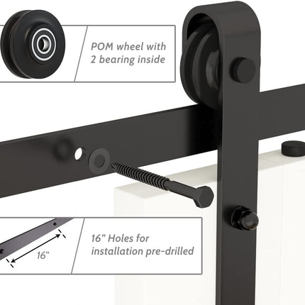Sliding Barn Door Kit 8FT Heavy Duty Black Rail Complete Set SANKEYTEW