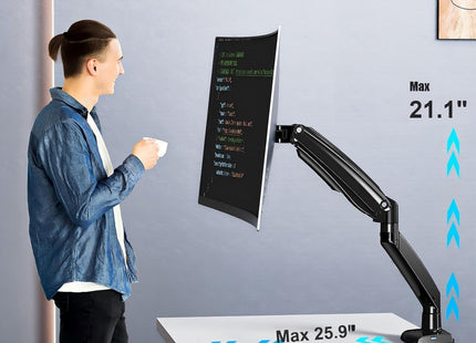 HUANUO Single Monitor Arm 13–40", Desk Mount with USB, VESA 75/100