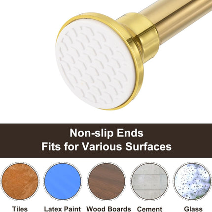 Spring Tension Shower Curtain Rod 70-120cm Adjustable with Rings Gold