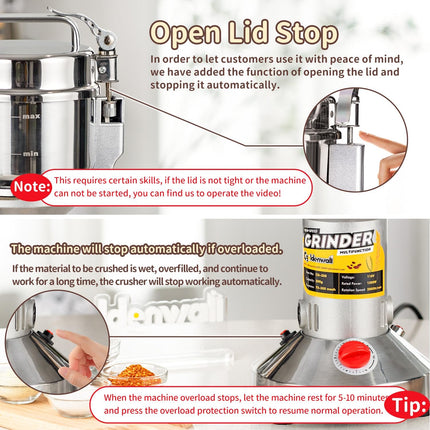 Electric Grain Grinder 300g Herb & Spice Mill with Safety Stop 220V CGOLDENWALL