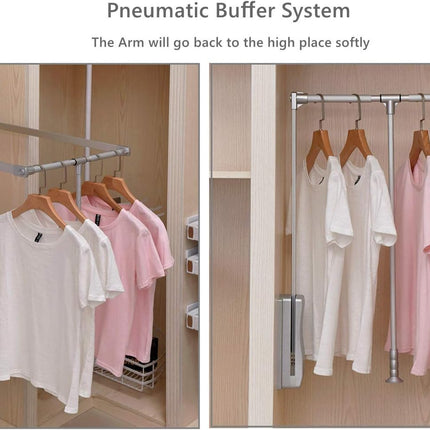 Pull Down Clothes Rail Adjustable 890-1210mm Wardrobe Lift 20KG Nisorpa