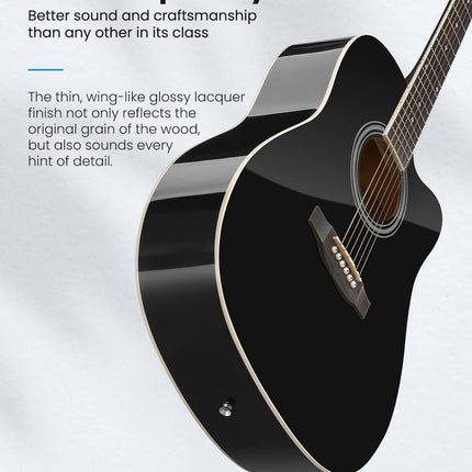 Acoustic Guitar Full Size 41 Inch Cutaway Starter Kit with Accessories Moukey