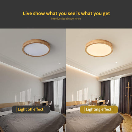 Schindora Wooden LED Ceiling Light 20W Ø30cm 4500K Neutral White