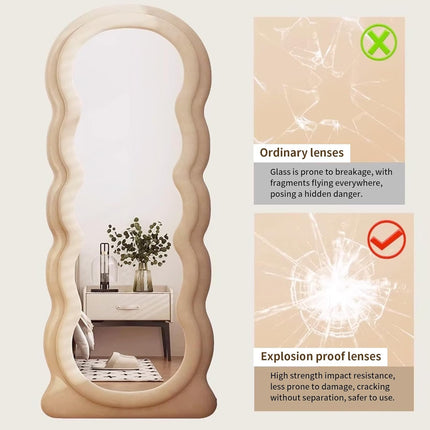 Full Length Mirror CEIEVER 160x60cm Irregular Wavy– Arch Floor Mirror, White