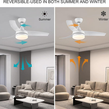 CJOY 42" White Ceiling Fan with Light, Remote, Quiet DC Motor, 6 Speeds, Dimmable