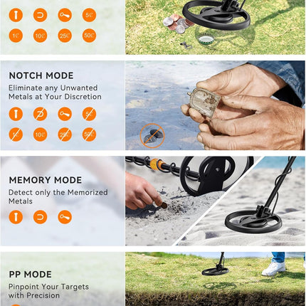 Metal Detector Waterproof Gold Detecting LCD Display 4 Modes SUNPOW