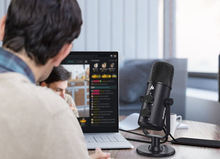 Maono USB-C Desktop Condenser Cardioid Omnidirectional Microphone with Headphone Jack