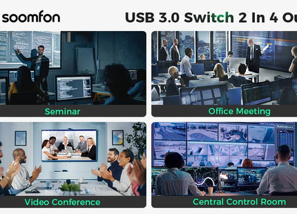 KVM USB 3.0 Switcher for 2 PCs to Share USB Devices 5Gbps High Speed 2 In 4 Out