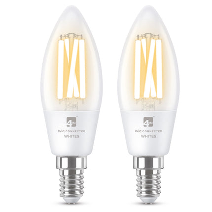 4lite WiZ Connected C35 Candle Filament White WiFi LED Smart Bulb - E14 Small Screw