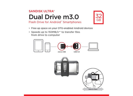 SanDisk 32GB Ultra Dual Drive m3.0 USB-A / Micro-USB Flash Drive
