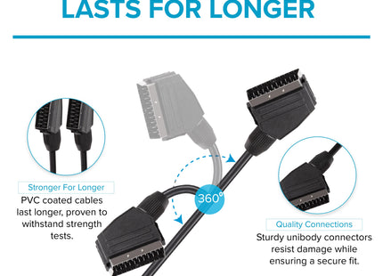 Maplin SCART to SCART 21 Pin Male to Male Connectors Cable - Black, 3m