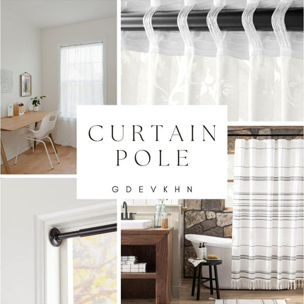 Shower Curtain Rail Extendable 32mm Stainless Steel Rods Black Bathroom