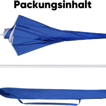 Tilting Beach Umbrella 1.6m UV20+ Portable Sun Shade Blue Sekey