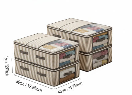 4 Pack Large Storage Organiser Bags Durable Striped Pattern Clothing Storage Bag