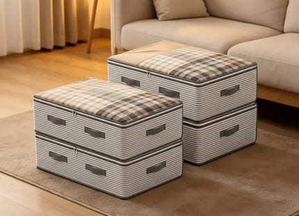 4 Pack Large Storage Organiser Bags Durable Striped Pattern Clothing Storage Bag