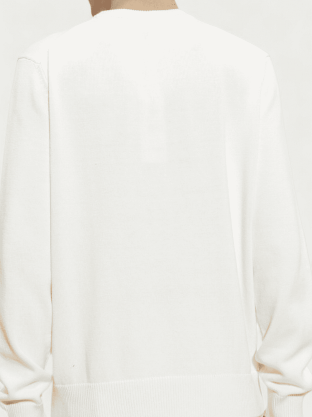Round Neck Sweater White Green