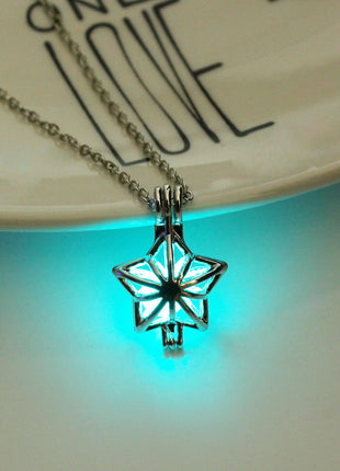 Christmas Luminous Pentagram Necklace Halloween Luminous Star Necklace