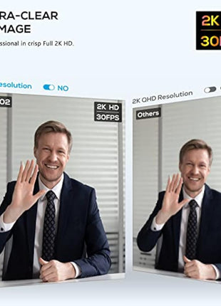 2K Webcam No Mic with Privacy Cover, USB Web Cam for Computer and Laptop Plug & Play, Web Camera Without Audio, 78° Wide-Angle,for Streaming and Conferencing,Compatible Skype Zoom YouTube