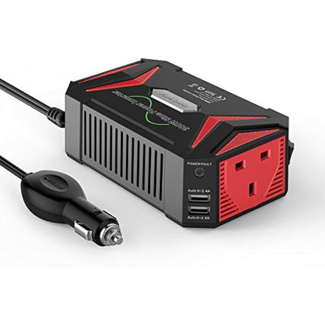 BESTEK 300W Pure Sine Wave Power Inverter 12V to 240V 230V with 4.8A Dual Smart USB Ports Car Adapter Charge Your Laptop iPad iPhone Tablet Consoles & More