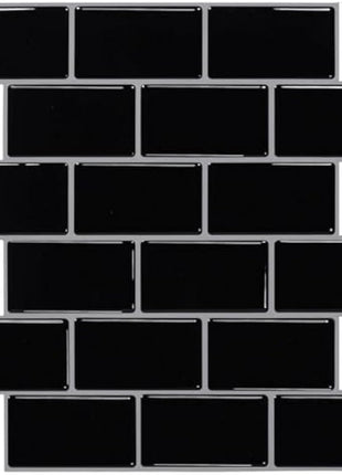 (10-Sheets) Peel and Stick Subway Tile Stickers, Self Adhesive Wall Tiles, Stick on Tile Splashback for Kitchen & Bathroom Black