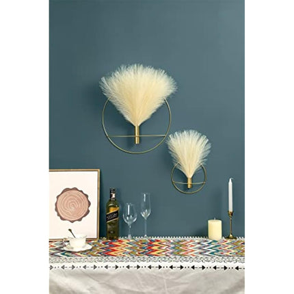 Pretty Jolly Wall Decor, Wall Metal vase Decoration Holder, Wall-Mounted Artificial Flowers, Black Wall Decor Fake Pampas 2 Pack, Wall Art Artificial Greenery, Farmhouse, Boho