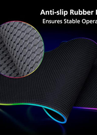 Akasa SOHO RS High Precision RGB Mouse Pad | Gaming Mouse Mat with 9 RGB Modes | Water-Resistant Mousepad | Anti-Slip Base | USB Powered | 350X250X4 mm | For PC, Laptop, Computer | AK-MPD-06RB