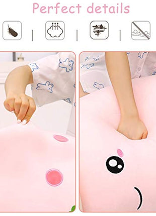 AMOZO Cute Cartoon Boba Milk Tea Soft Plush Doll, Giant Boba Bubble Plushie Stuffed Tea Cup Pillow Gift Toys(Pink,35cm)