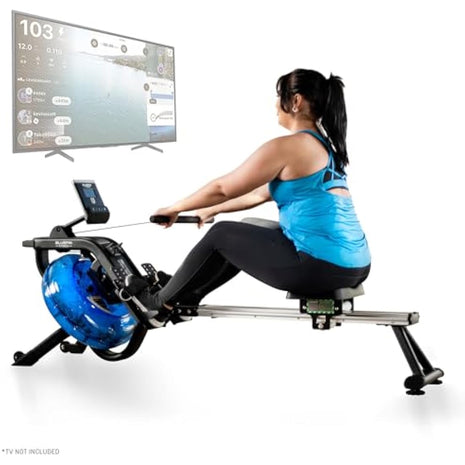 Bluefin Fitness Foldable Rowing Machine | Blade Aqua W-1 - Water Resistance Rower | Blade Aqua M-1 Water Resistance Rowing Machine | LCD Digital Fitness Console | App Integration | Home Gym Workout - Lose Weight and Build Muscle