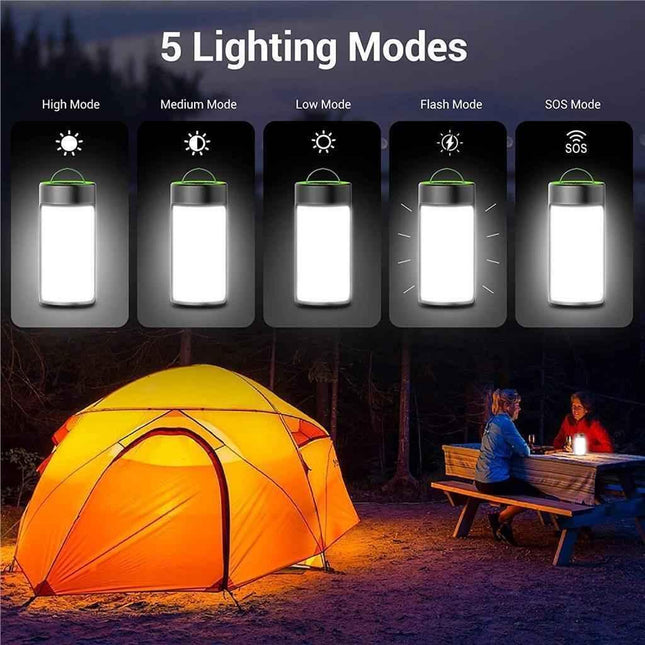 2 Pack Rechargeable Camping Lantern LED 400LM 5 Modes Emergency Tent Light USB