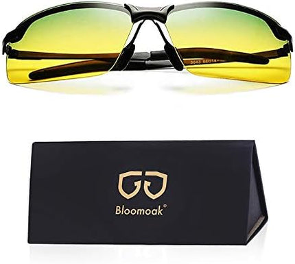 B BLOOMOAK Day Night Driving Glasses- Anti-Glare Night Vision Glasses Men Polarized Sunglasses for Fishing Driving Filter Dazzling Glare from Headlights