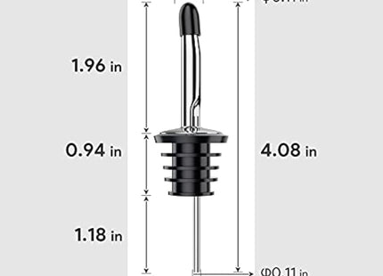 Drink Pourers Stainless Steel with Stoppers for Oils, Whiskey, Cocktails 12 Pack