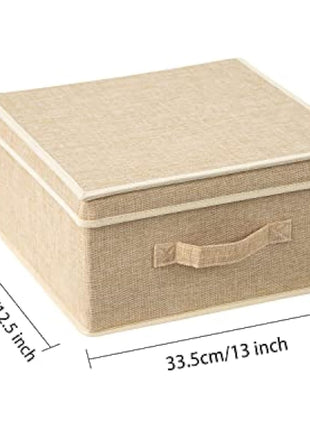 BrilliantJo Storage Boxes with Lid, Foldable Clothing Storage Basket case with Handle for Closet, Bedroom, Home, 33.5L x 31.75W x 17.5H(cm) 4 mixed colors A