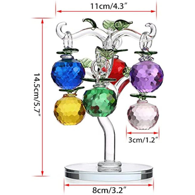 BTSKY Crystal Glass Apple Tree - Artificial Tree Figurine Ornament Table Decoration Feng Shui Crystal Apple Tree Decoration