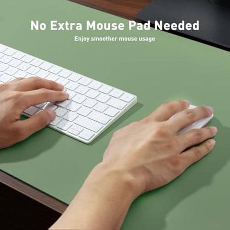 Aothia Desk Mat, Mouse Pad, Absorbent PU Leather Desk Pad Non-Slip Laptop Desk Protector for Home and Office(80cmx40cm,Olive Green)