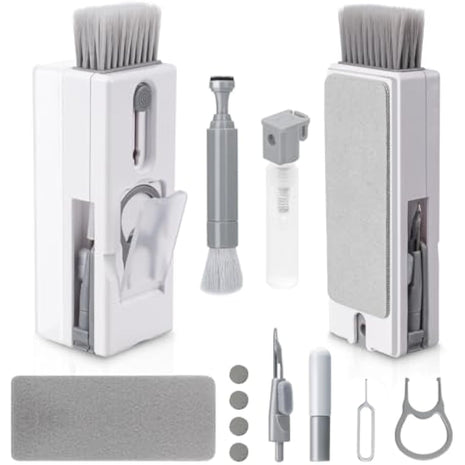 Alyvisun 11 in 1 Laptop Cleaning Kit, Multifunctional Keyboard Cleaner Brush with Keycap Puller for Tablet, Phones, Earphones, PC, Grey